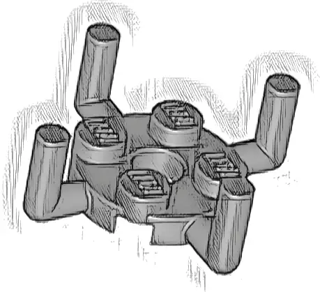 Plate, Round 2 x 2 with Pin Hole and 4 Bar Arms Up