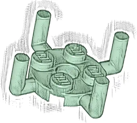 Plate, Round 2 x 2 with Pin Hole and 4 Bar Arms Up