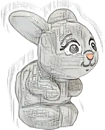 Bunny / Rabbit, Friends Style, Sitting with White Eyes, Black Eyebrows, Coral Nose, Dark Bluish Gray Mouth and Wrinkles Pattern (Disney Mama Bunny)