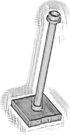 Support 2 x 2 x 5 Bar on Tile Base with Hollow Stud and Stop Ring