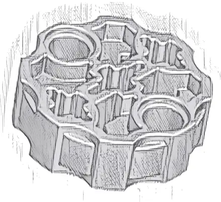 Technic, Axle Connector Block Round with 2 Pin Holes and 3 Axle Holes (Hero Factory Weapon Barrel)