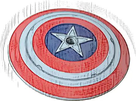 Dish 9 x 9 Inverted (Radar) with Red and White Concentric Rings, Star in Dark Blue Circle Pattern (Captain America Shield)