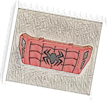 Vehicle, Spoiler with Bar Handle with Black Spider and Web and Silver Triangle and Rectangle Grille on Sides Pattern 