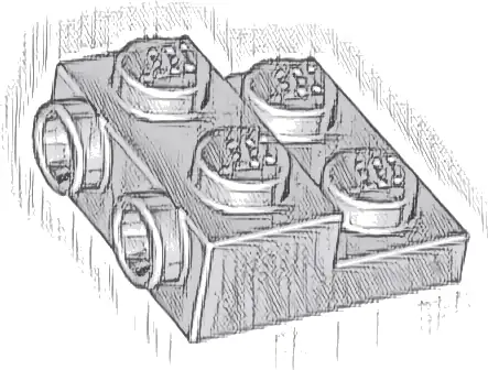Plate, Modified 2 x 2 x 2/3 with 2 Studs on Side