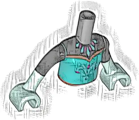 Torso Mini Doll Girl Black Top, Necklace, Dark Turquoise Dress with Magenta Diamonds and Silver Filigree Pattern, Light Aqua Arms with Hands with Black Sleeves