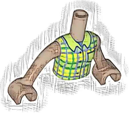 Torso Mini Doll Girl Lime Top with Dark Bluish Gray, Green and Yellow Checkered Pattern, Medium Brown Arms with Hands