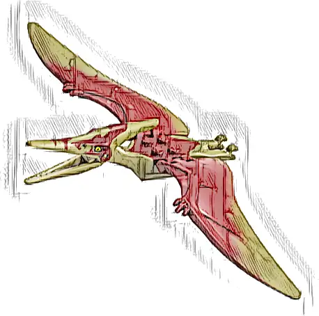 Dinosaur Pteranodon with Dark Red Back and Small Oval Nostrils