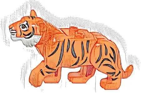 Cat, Large (Tiger) with White Muzzle and Nose and Black Stripes Pattern