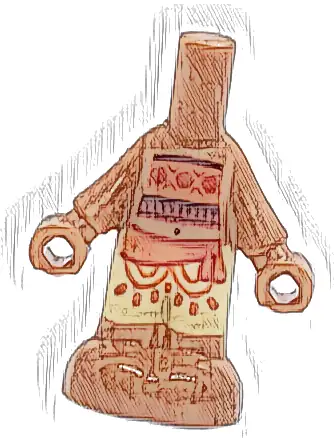 Micro Doll, Body with Molded Tan Pants and Printed Dark Red, Red and Reddish Orange Tube Top and Sash, Sienna Feet Pattern