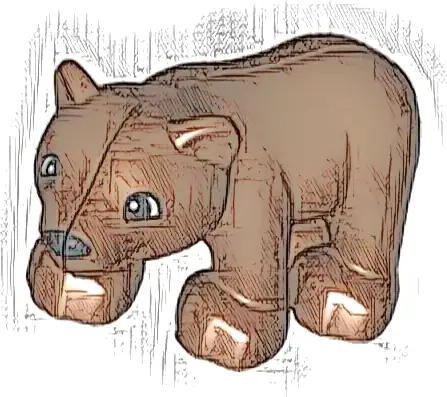 Duplo Bear Baby Cub with Black Muzzle and Eyes Semicircular Pattern