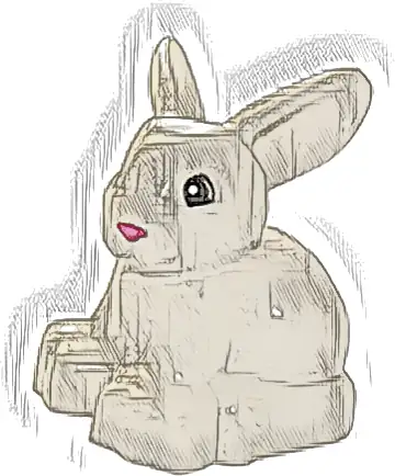 Duplo Bunny / Rabbit Head Turned Left with Eyes Top Semicircular and Dark Pink Nose Pattern