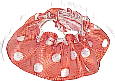 Duplo Wear Cloth Skirt Satin with Large White Polka Dots Pattern, Knee Length (18mm)