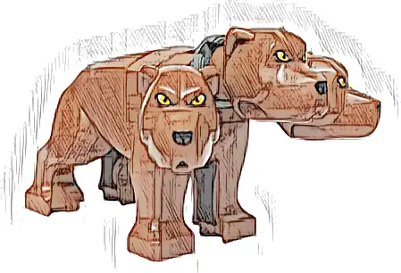 Dog, Harry Potter, Three-Headed, Neutral (Fluffy) - Brick Built
