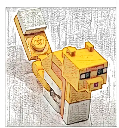 Minecraft Cat, Red, Sitting - Brick Built