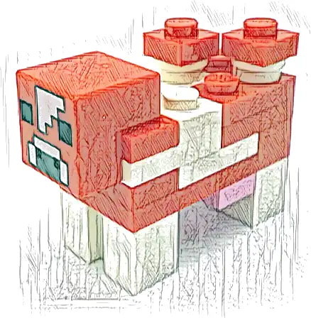 Minecraft Cow, Mooshroom (Red and White, White Forehead) - Brick Built