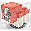 Minecraft Cow, Mooshroom, Baby (White Forehead) - Brick Built