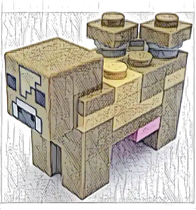 Minecraft Cow, Mooshroom (Dark Tan and Tan) - Brick Built