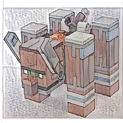 Minecraft Ravager, Dark Bluish Gray Horns - Brick Built