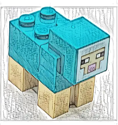 Minecraft Sheep, Dark Turquoise - Brick Built