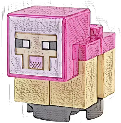 Minecraft Sheep, Lamb, Tan Legs, Magenta Head - Brick Built