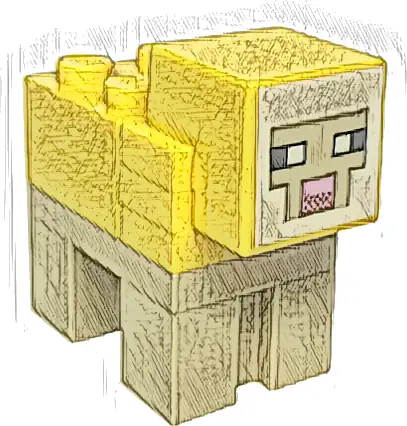 Minecraft Sheep, Yellow (Tan Plate 2 x 3) - Brick Built