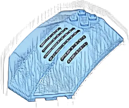 Windscreen 8 x 6 x 2 Curved with Black and Dark Bluish Gray Vents on Bright Light Blue Background Pattern (Stickers) - Set 10298