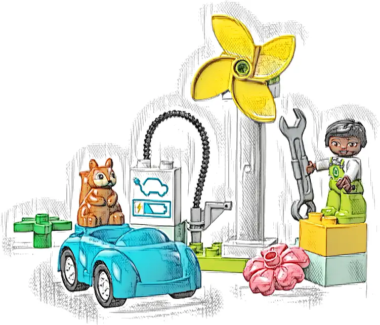 LEGO 10985 Duplo Turbina wiatrowa i samochód elektryczny