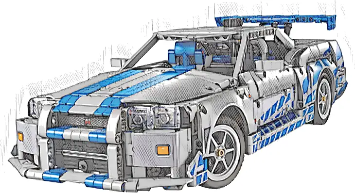LEGO 42210 Technic Samochód Nissan Skyline GT-R (R34) z filmu Za szybcy, za wściekli