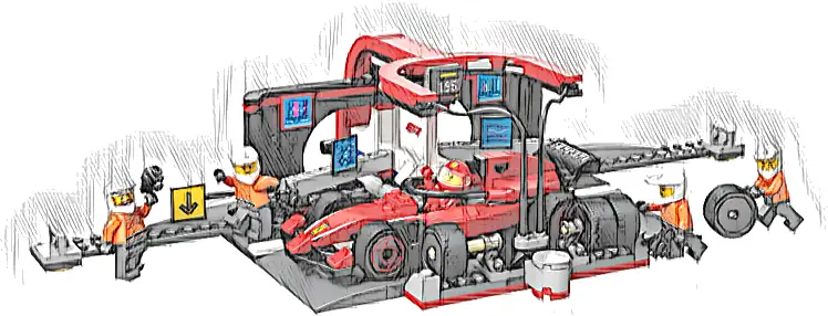 LEGO 60443 City F1 Pit stop i mechanicy z bolidem Ferrari