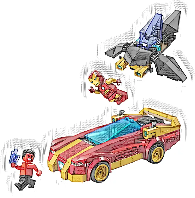 LEGO 76310 Marvel Auto Iron Mana i Czarna Pantera kontra Czerwony Hulk