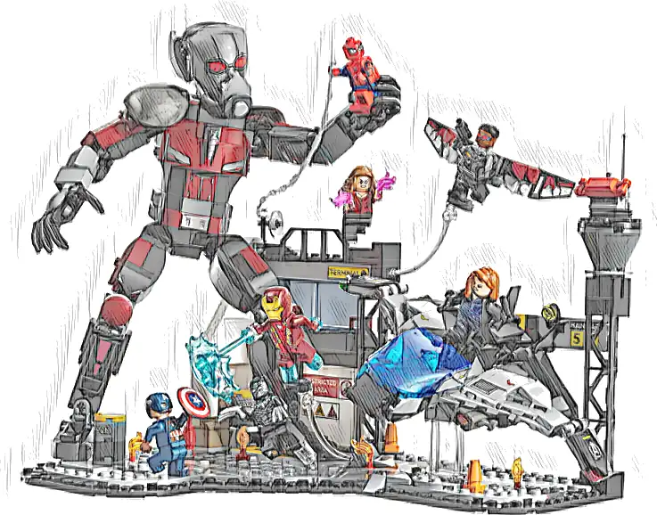 LEGO 76314 Marvel Kapitan Ameryka: Wojna bohaterów — bitwa