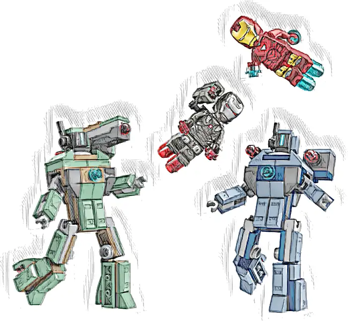 Zestaw LEGO® 76320 LEGO 76320 Marvel Iron Man i War Machine kontra drony Hammera