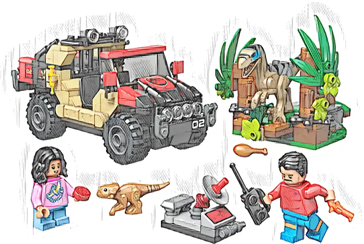 LEGO 76972 Jurassic World Ucieczka terenówką przed raptorem